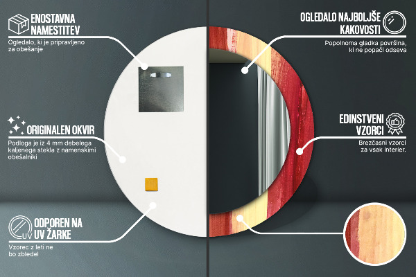 Espejo redondo marco estampado Imagen abstracta