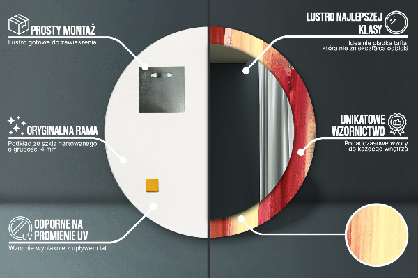 Espejo redondo marco estampado Imagen abstracta