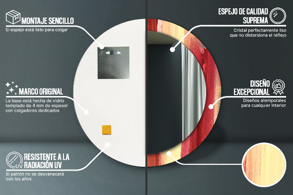 Espejo redondo marco estampado Imagen abstracta