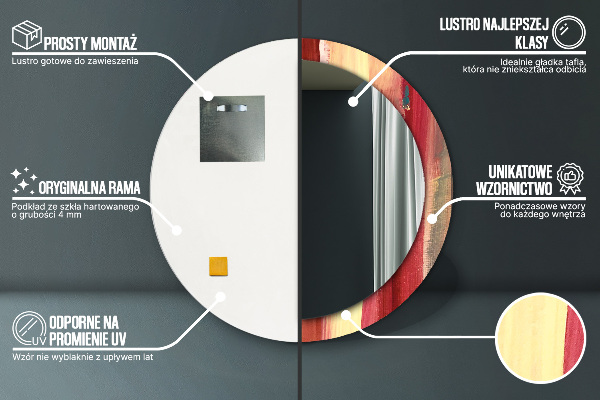 Espejo redondo marco estampado Imagen abstracta