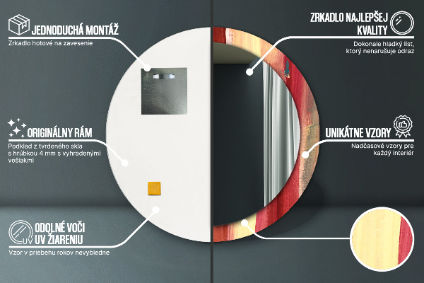 Espejo redondo marco estampado Imagen abstracta