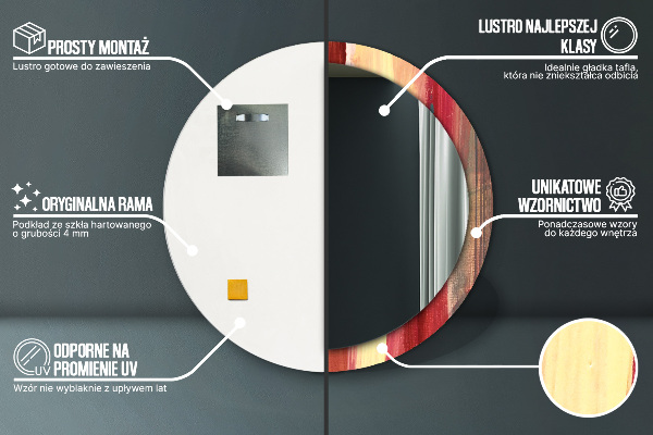 Espejo redondo marco estampado Imagen abstracta