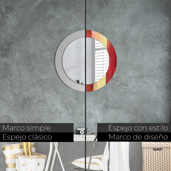 Espejo redondo marco estampado Imagen abstracta