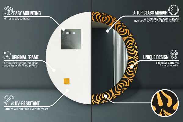 Espejo redondo marco estampado Mandala dorado