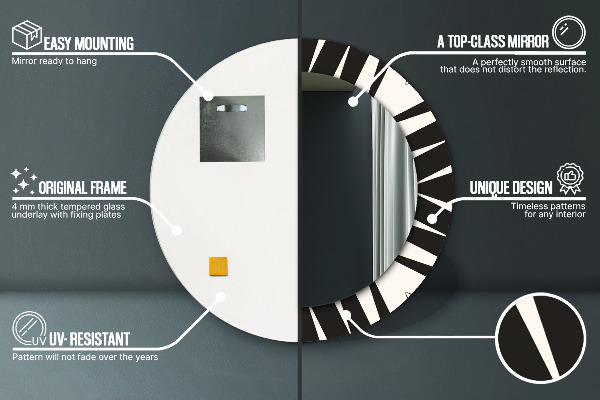 Espejo redondo marco con estampado decorativo Abstracción de geometría