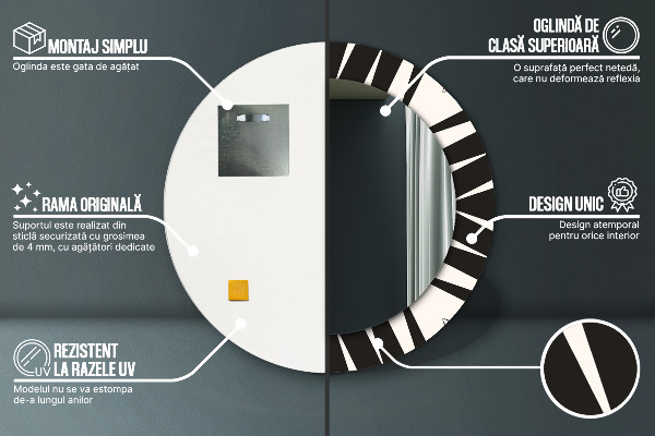 Espejo redondo marco con estampado decorativo Abstracción de geometría