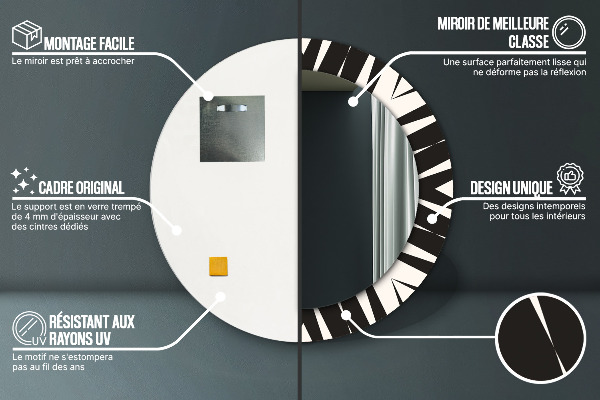 Espejo redondo marco con estampado decorativo Abstracción de geometría