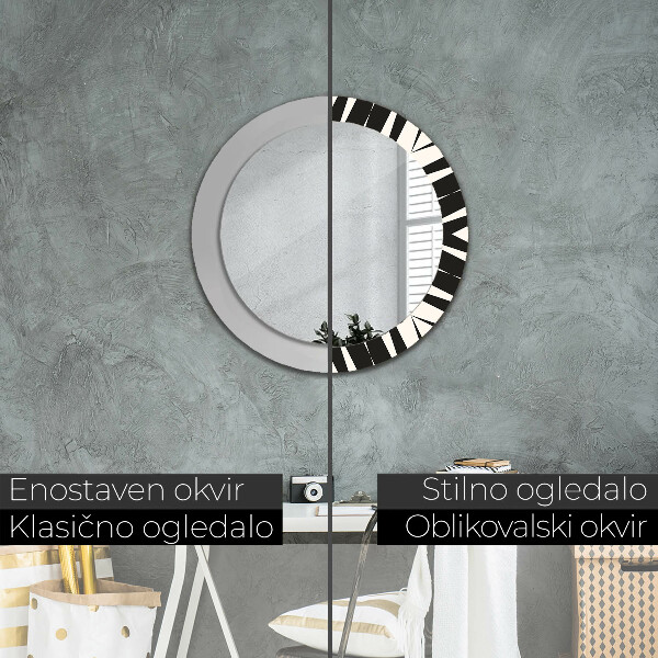 Espejo redondo marco con estampado decorativo Abstracción de geometría