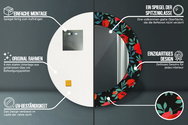 Espejo redondo con decoración Cachorro rojo