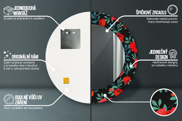 Espejo redondo con decoración Cachorro rojo