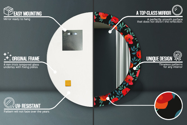 Espejo redondo con decoración Cachorro rojo