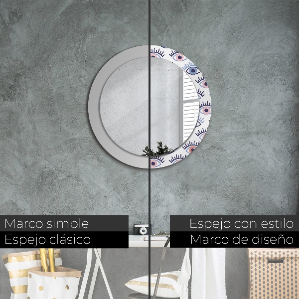Espejo redondo marco con estampado decorativo Estilo de ojos moderno