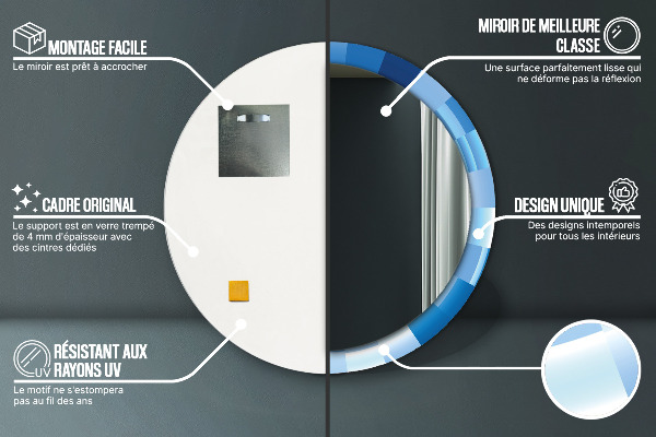 Espejo redondo con decoración Resumen azul