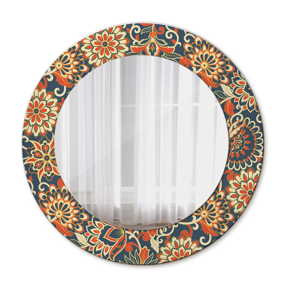 Espejo redondo con decoración Ilustración floral de la vendimia