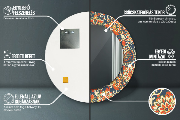 Espejo redondo con decoración Ilustración floral de la vendimia