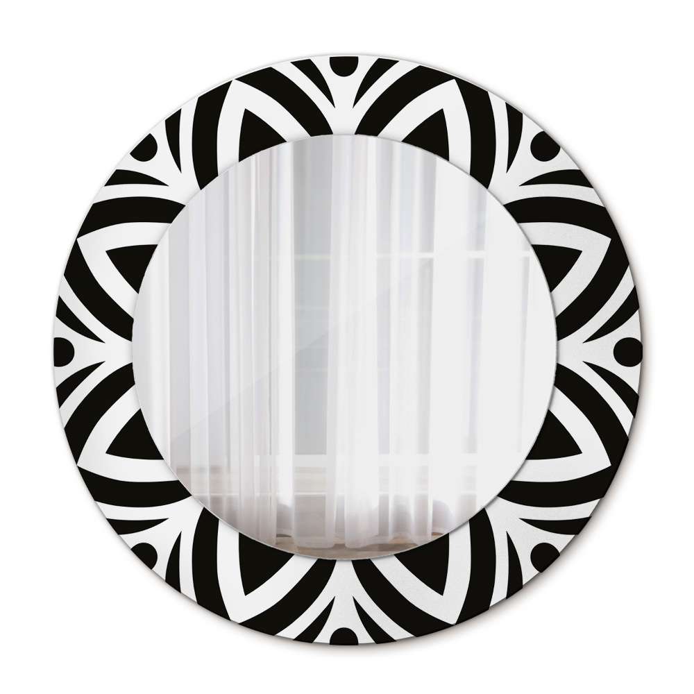 Espejo redondo con decoración Adorno geométrico negro