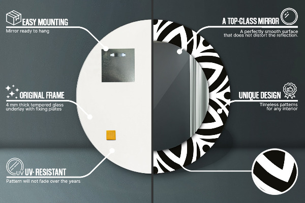 Espejo redondo con decoración Adorno geométrico negro