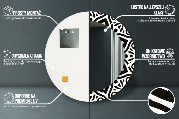 Espejo redondo con decoración Adorno geométrico negro