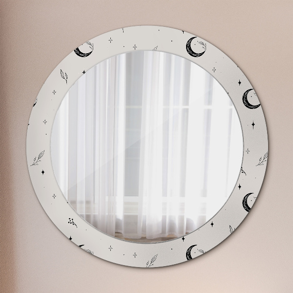 Espejo redondo impreso decorativo redondo Garabato, flores, plantas