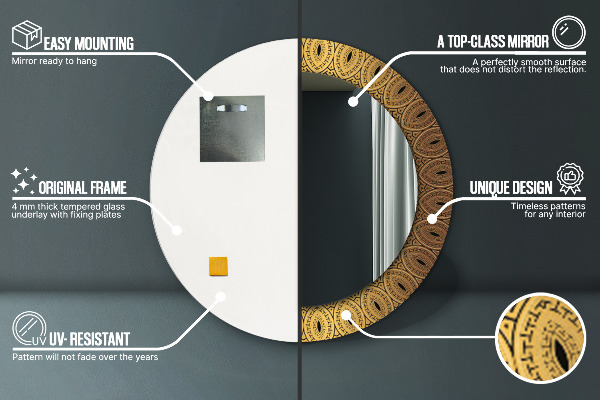 Espejo redondo impreso decorativo redondo Adorno griego