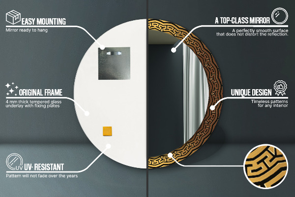 Espejo redondo impreso decorativo redondo Adorno griego