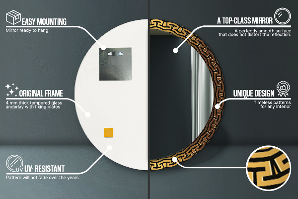 Espejo redondo impreso decorativo redondo Adorno griego