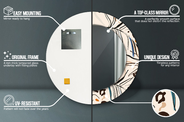 Espejo ścienne decorativo redondo Flores con estampado de jungla