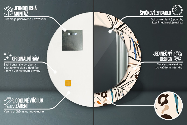 Espejo ścienne decorativo redondo Flores con estampado de jungla