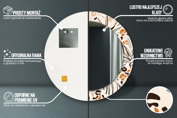 Espejo ścienne decorativo redondo Flores con estampado de jungla