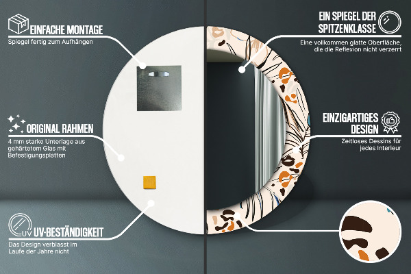 Espejo ścienne decorativo redondo Flores con estampado de jungla