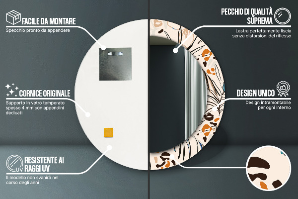 Espejo ścienne decorativo redondo Flores con estampado de jungla