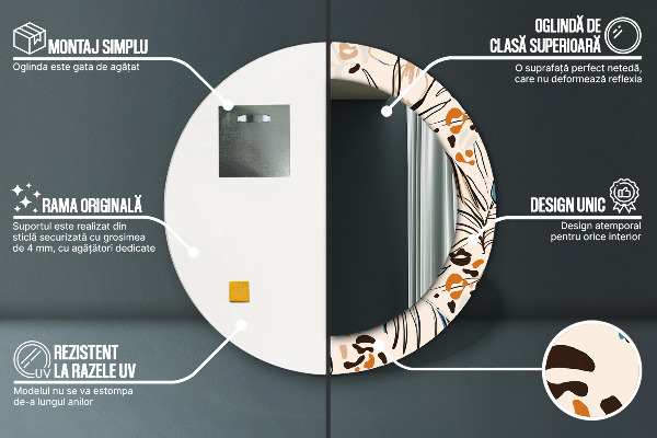 Espejo ścienne decorativo redondo Flores con estampado de jungla