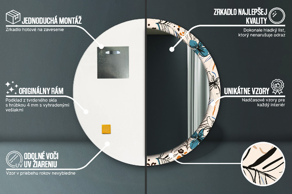 Espejo ścienne decorativo redondo Flores con estampado de jungla