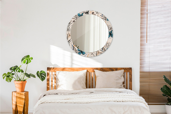 Espejo ścienne decorativo redondo Flores con estampado de jungla