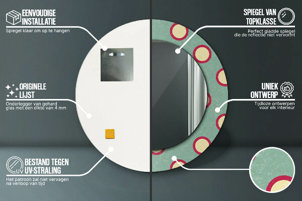 Espejo redondo marco estampado Círculos de puntos