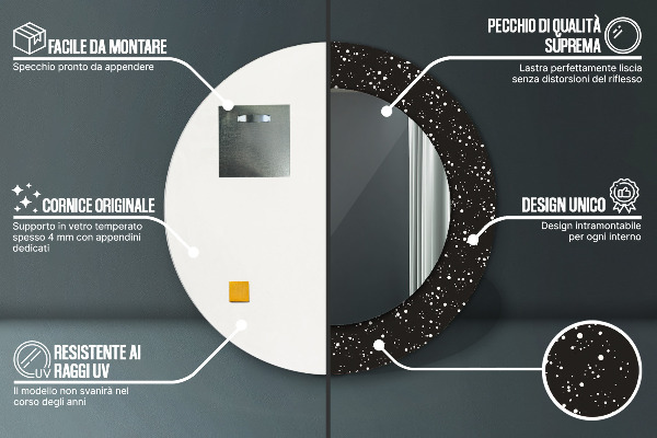 Espejo redondo marco estampado Puntos caóticos