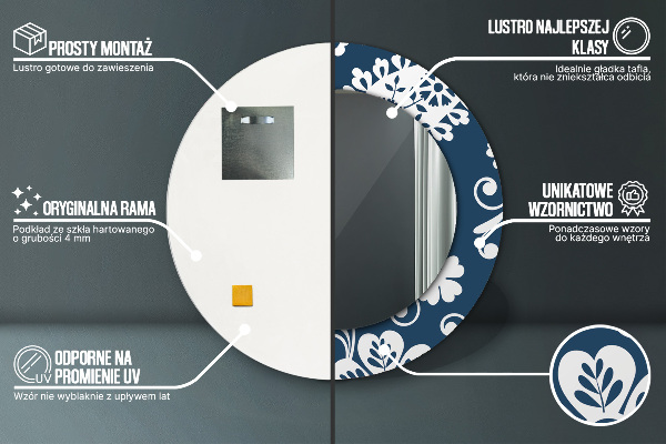 Espejo redondo impreso decorativo redondo Composición de cachemira