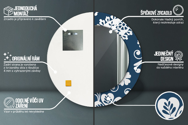 Espejo redondo impreso decorativo redondo Composición de cachemira