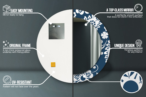 Espejo redondo impreso decorativo redondo Composición de cachemira