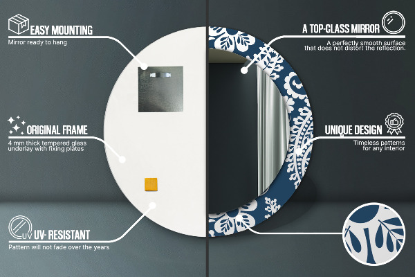 Espejo redondo impreso decorativo redondo Composición de cachemira