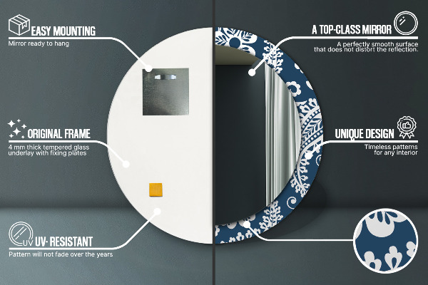 Espejo redondo impreso decorativo redondo Composición de cachemira