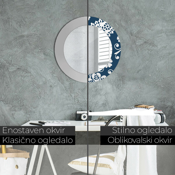 Espejo redondo impreso decorativo redondo Composición de cachemira
