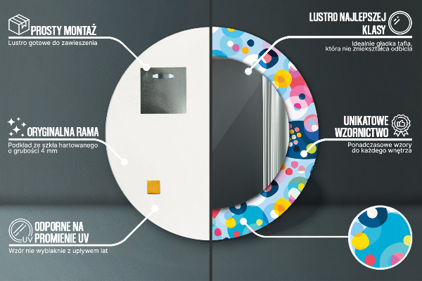 Espejo redondo marco con estampado decorativo Espinas de colores