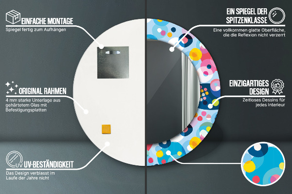 Espejo redondo marco con estampado decorativo Espinas de colores