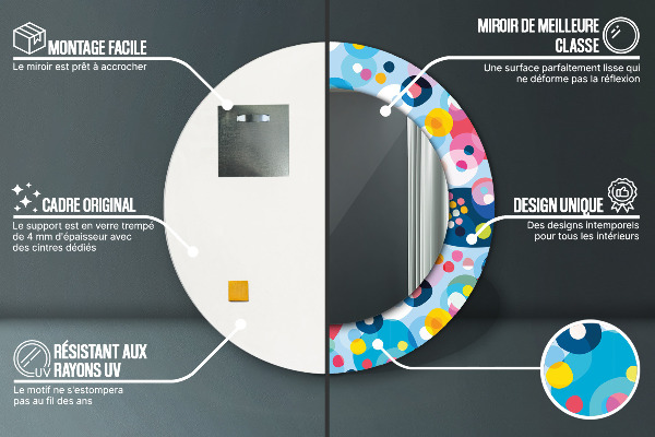 Espejo redondo marco con estampado decorativo Espinas de colores