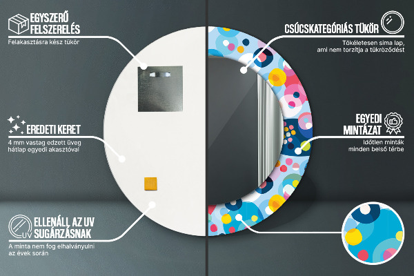 Espejo redondo marco con estampado decorativo Espinas de colores