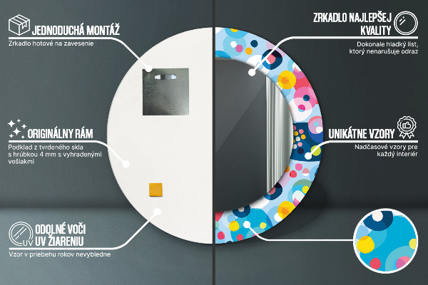 Espejo redondo marco con estampado decorativo Espinas de colores