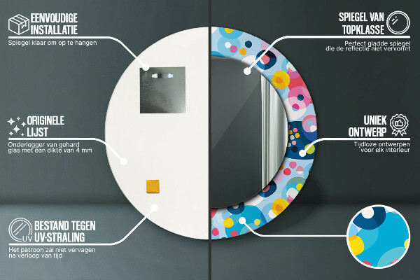 Espejo redondo marco con estampado decorativo Espinas de colores