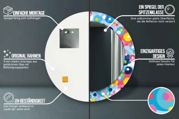 Espejo redondo marco con estampado decorativo Espinas de colores