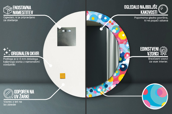 Espejo redondo marco con estampado decorativo Espinas de colores